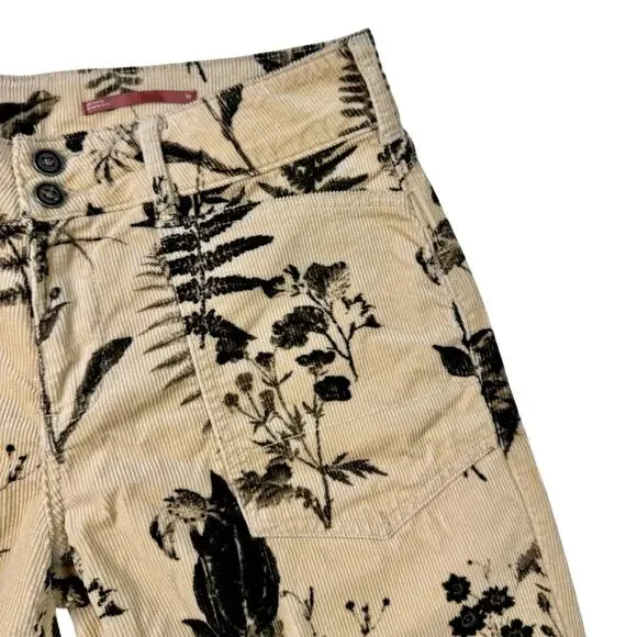 Pilcro Anthropologie Wanderer Mid-Rise Corduroy Pants Beige Floral Women’s 30 - Picture 13 of 16